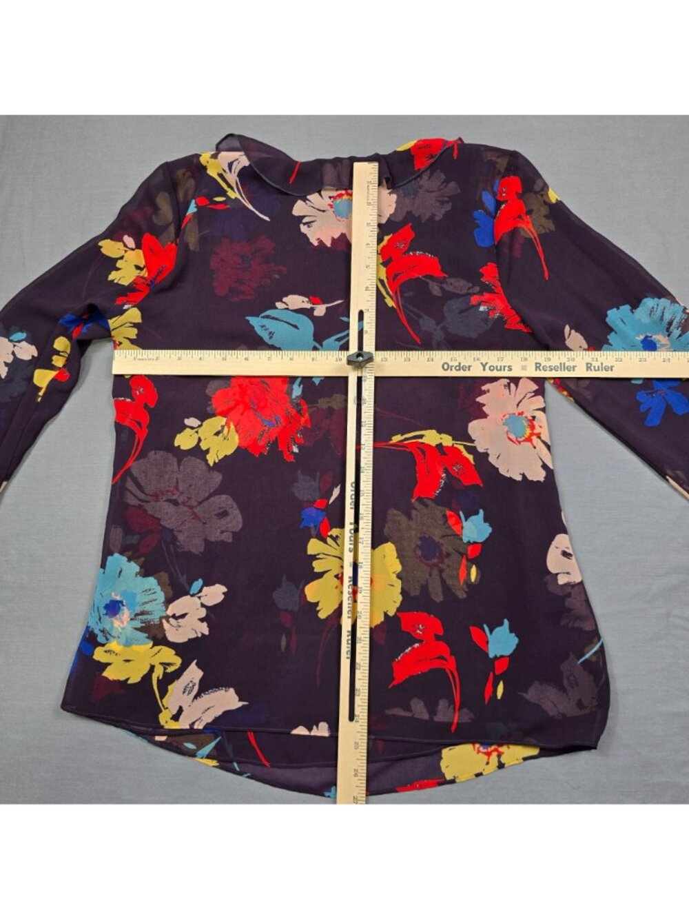 Cabi Medium Floral Print Long Sleeve Blouse Multicolor Lightweight Sheer Top - Picture 4 of 4